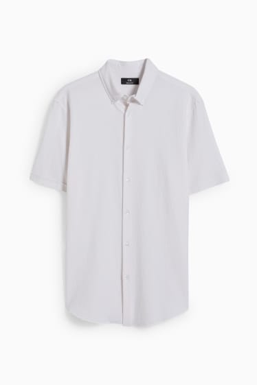 Pánské - Košile - regular fit - button-down - LYCRA® - krémově bílá