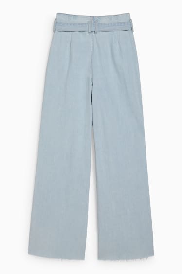 Women - Loose fit jeans - high waist - denim-light blue
