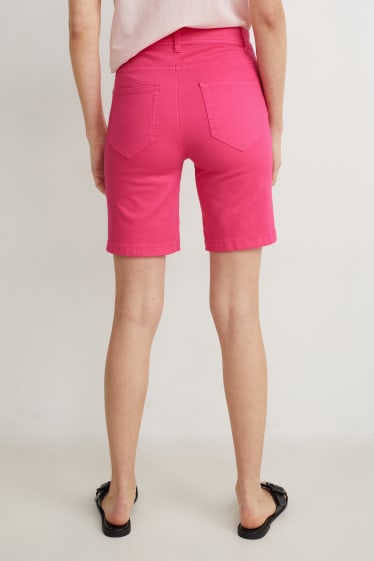 Damen - Jeans-Bermudas - Mid Waist - pink