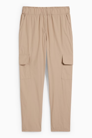 Femmes - Pantalon cargo - mid waist - tapered fit - beige