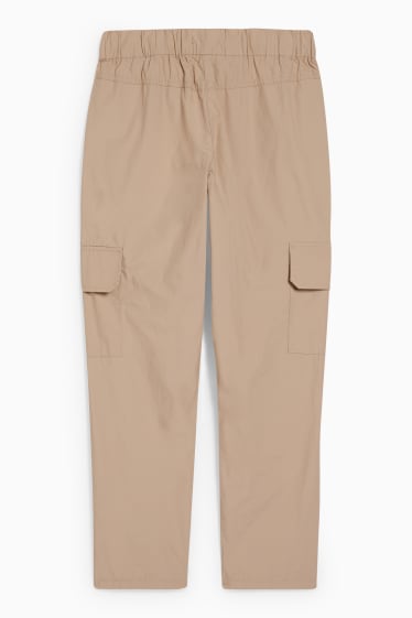 Damen - Cargohose - Mid Waist - Tapered Fit - beige