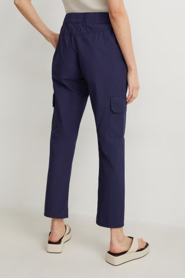 Kobiety - Spodnie bojówki - średni stan - tapered fit - ciemnoniebieski
