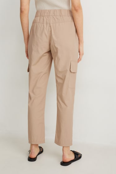 Damen - Cargohose - Mid Waist - Tapered Fit - beige