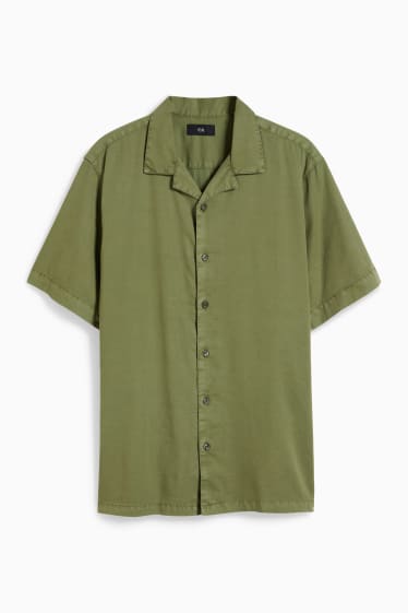 Hommes - Chemise - regular fit - col à revers - vert