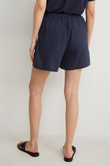 Dames - Skort - linnenmix - donkerblauw