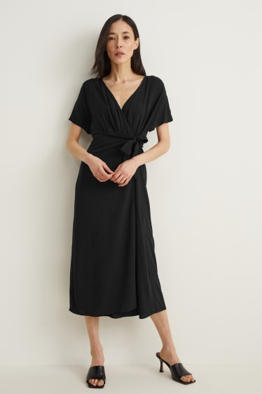 Mujer - Vestido cruzado - negro