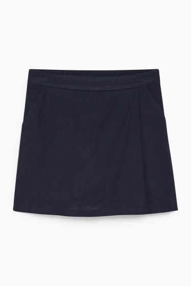 Dames - Skort - linnenmix - donkerblauw