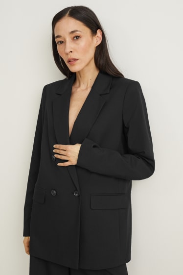 Dames - Business-blazer - relaxed fit - zwart