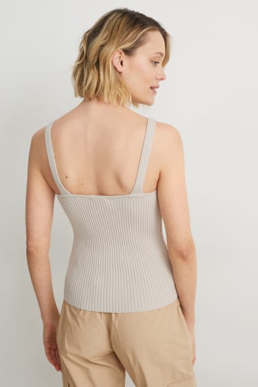 Dames - Gebreide top - licht beige