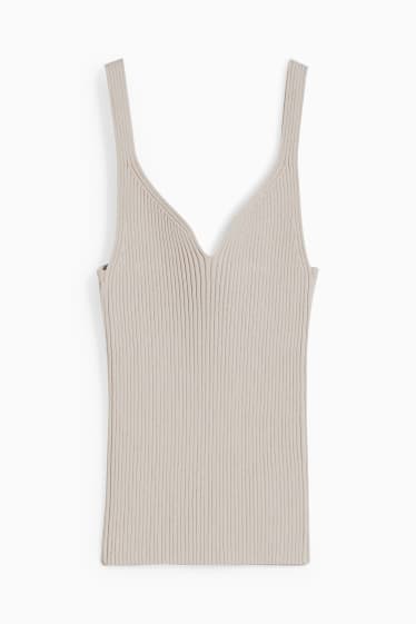 Dames - Gebreide top - licht beige