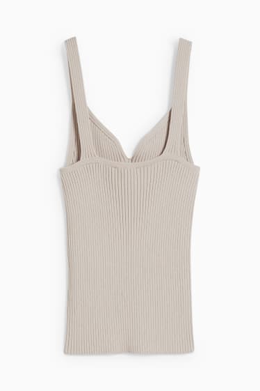 Dames - Gebreide top - licht beige
