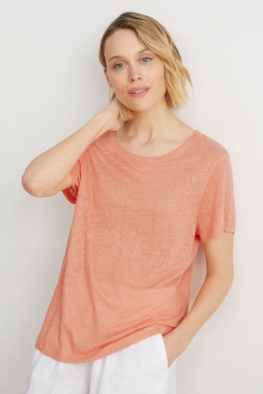 Women - Linen T-shirt - orange