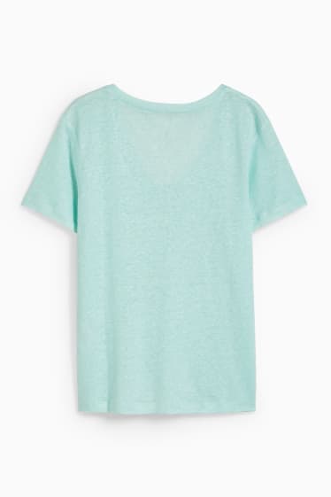 Donna - T-shirt di lino - verde menta