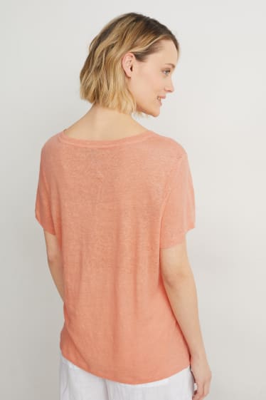 Women - Linen T-shirt - orange