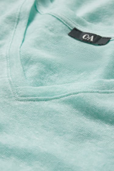 Donna - T-shirt di lino - verde menta