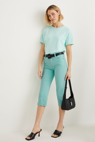 Dames - Capri jeans - mid waist - slim fit - mintgroen