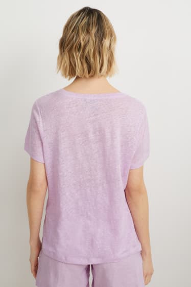 Damen - Leinen-T-Shirt - hellviolett