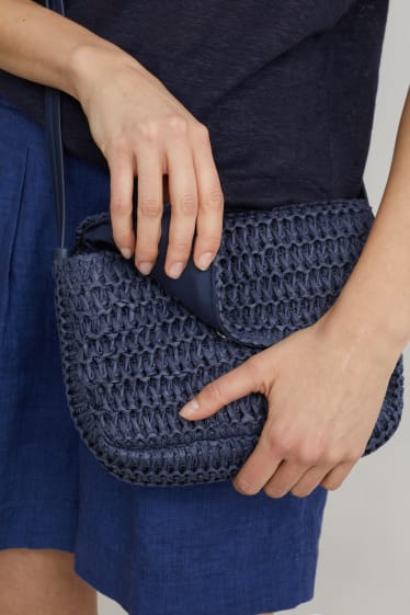 Mujer - Bolso bandolera de paja - azul oscuro