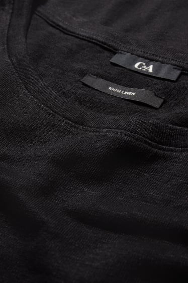 Damen - Leinen-T-Shirt - schwarz