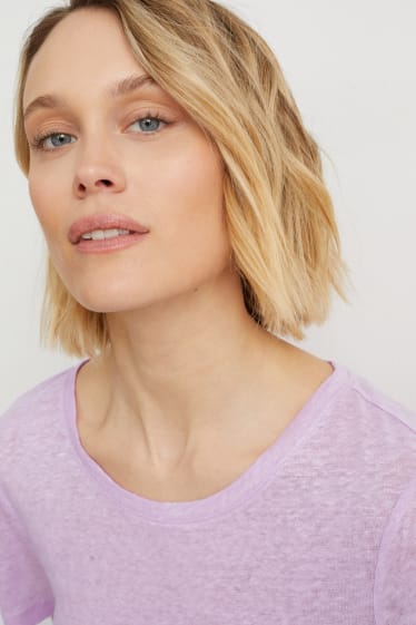 Damen - Leinen-T-Shirt - hellviolett