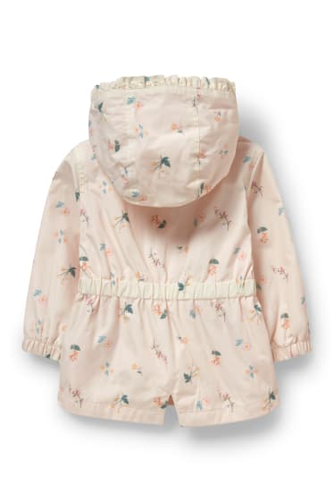 Baby: meisjes - Babyjas met capuchon - gebloemd - beige