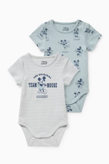 Baby: jongens - Set van 2 - Mickey Mouse - rompertje - wit