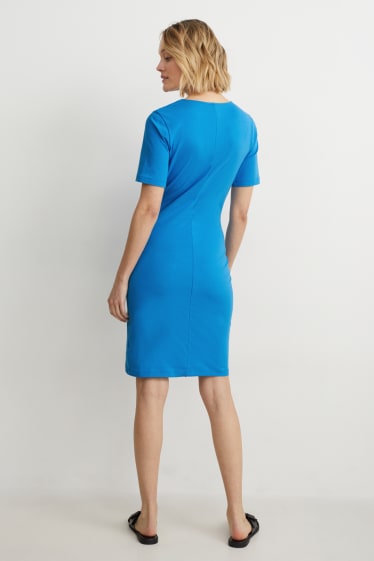 Dames - Jurk met geknoopt detail - blauw