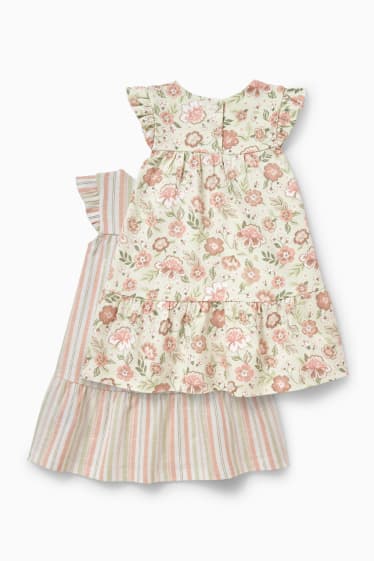 Baby Mädchen - Multipack 2er - Baby-Kleid - gemustert - schneeweiss