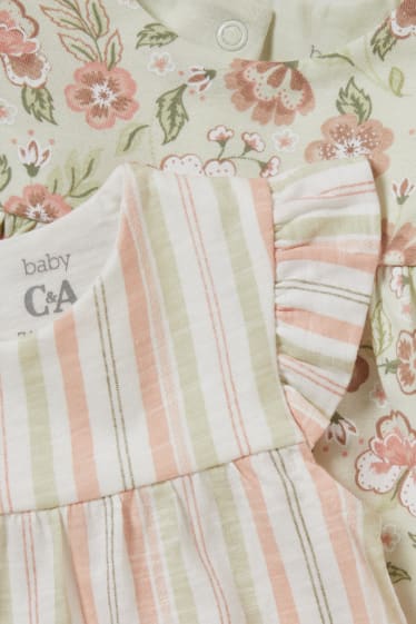 Babys - Set van 2 - baby-jurkje - met patroon - zuiver wit