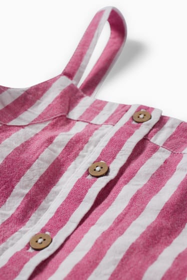 Kinderen: meisjes - Jurk - gestreept - wit / fuchsiarood