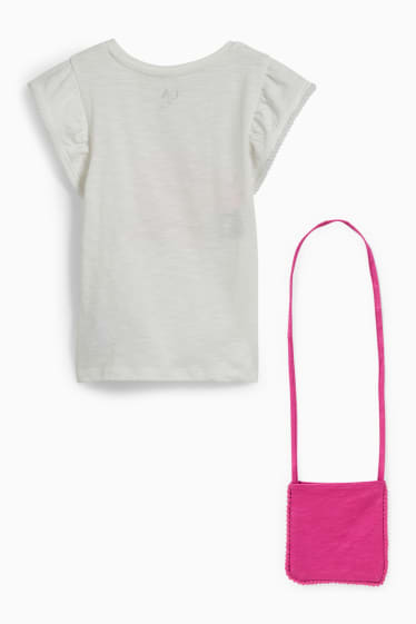 Bambine - Set - t-shirt e borsa - 2 pezzi - bianco crema