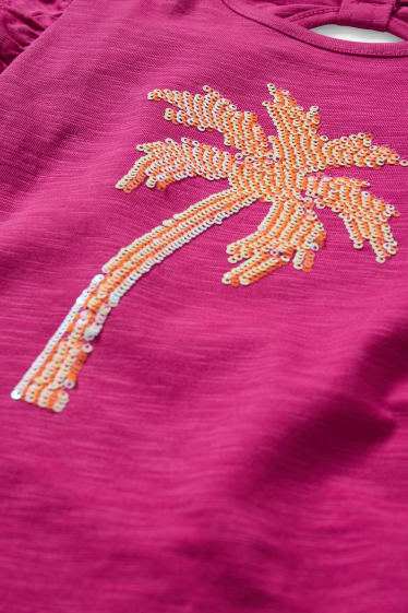 Kinder Mädchen - Kurzarmshirt - Glanz-Effekt - dunkelrosa