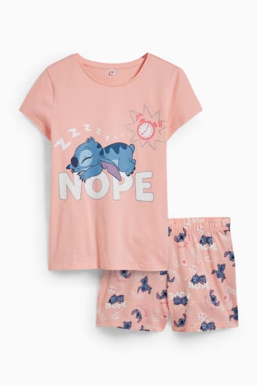 Kinder - Lilo & Stitch - Shorty-Pyjama - 2 teilig - rosa