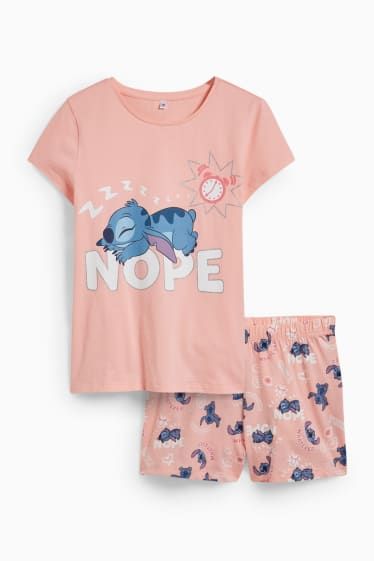 Children Girls - Lilo & Stitch - shorty pyjamas - 2 piece - rose