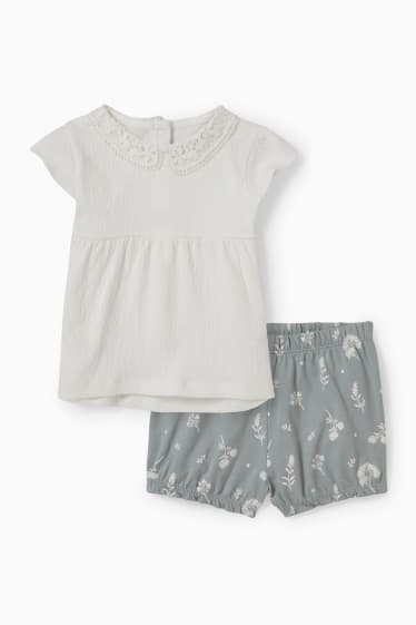 Baby: meisjes - Babyoutfit - 2-delig - crème wit