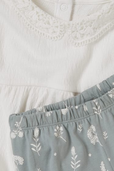 Baby: meisjes - Babyoutfit - 2-delig - crème wit