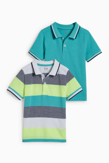 Kinderen: jongens - Set van 2 - poloshirt - turquoise