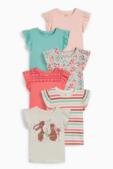 Enfants filles - Lot de 6 - T-shirts - blanc crème