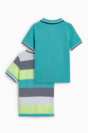 Kinderen: jongens - Set van 2 - poloshirt - turquoise