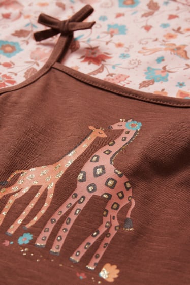 Kinderen: meisjes - Set van 2 - jurk - donkerbruin