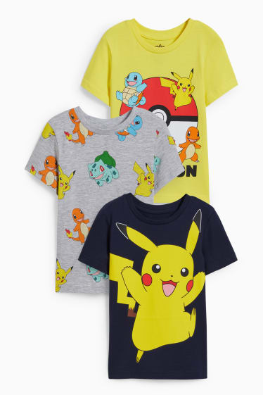 Children - Multipack of 3 - Pokémon - short sleeve T-shirt - yellow