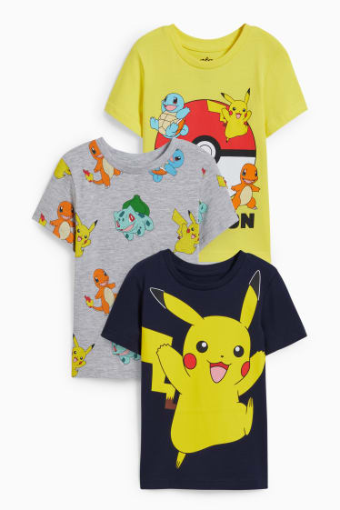 Kinderen - Set van 3 - Pokémon - T-shirt - geel