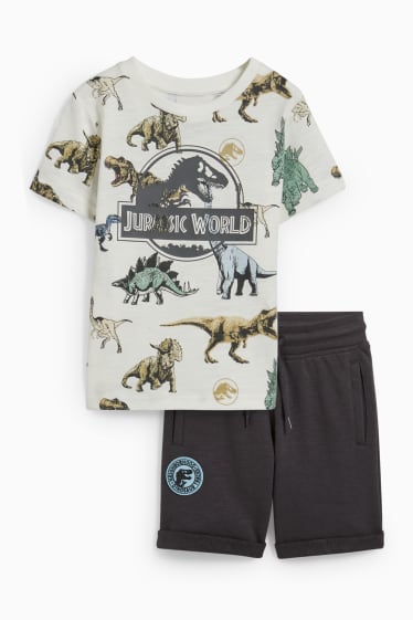 Kinder Jungen - Jurassic World - Set - Kurzarmshirt und Sweatshorts - weiss