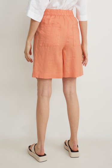 Mujer - Shorts de lino - high waist - naranja