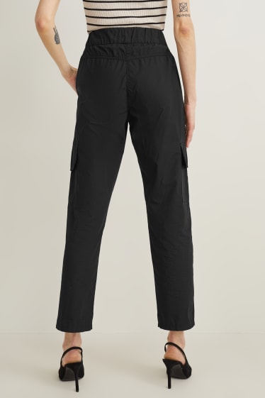 Donna - Pantaloni cargo - vita media - tapered fit - nero