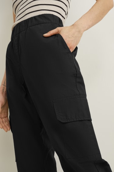 Donna - Pantaloni cargo - vita media - tapered fit - nero