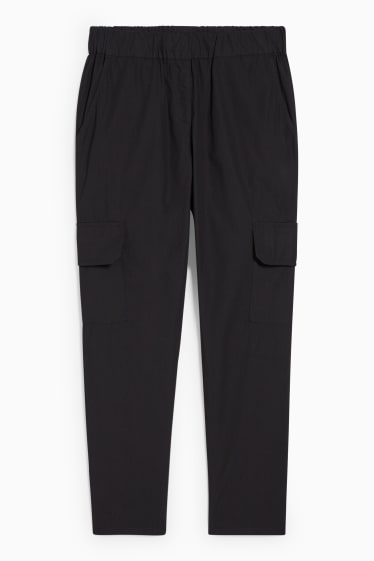 Donna - Pantaloni cargo - vita media - tapered fit - nero
