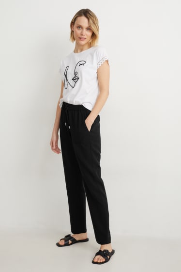 Mujer - Pantalón de tela - high waist - relaxed fit - negro