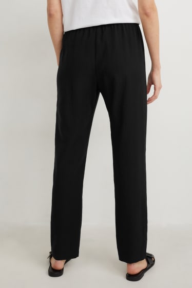 Mujer - Pantalón de tela - high waist - relaxed fit - negro