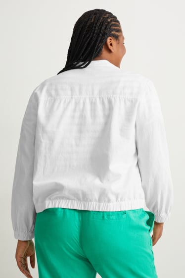 Women - Bomber jacket - linen blend - white